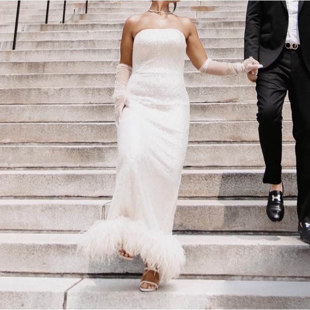 White Jovani Dress engagement